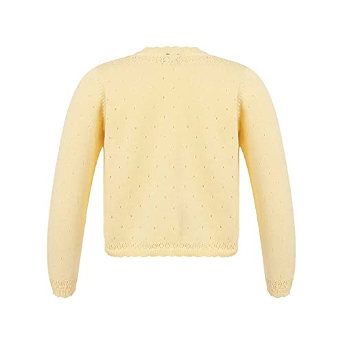 JanJean Kids Girls Knit Bolero Shrug Long Sleeve Lace Flower Open Front Cardigan Sweater Casual Outwear for 2-8 Years2