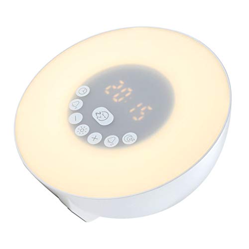 Wake Up-Licht-Wecker Simulation Digitaluhr FM Scheinwerfer Radio-drahtlose Bluetooth Lautsprecher Nachttischlampe EU-Stecker