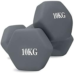 Mancuernas Decathlon 15Kg unycos - Juego de 2 Mancuernas Antideslizantes de Neopreno 10kg con Diseño Hexagonal Anti-Rodadura, Ergonómicas, Pesas para Entrenamiento de Fuerza, Fitness y Pilates, Gimnasio en Casa