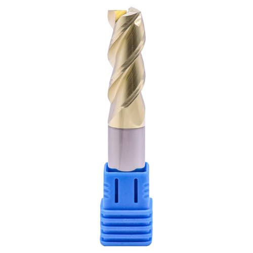 Image of 1 /2 inch 3 Flute 45 Solid Carbide Square End Mill for Aluminum, ZrN Coated | 45 Helix, 1 /2 inch Cutting Dia, 1 /2 inch Shank Dia, 1-1 /4 inch Length of Cut, 3 inch Overall Length, for Milling Aluminum and Copper