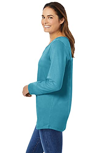 Woman Within Women's Plus Size Perfect Long-Sleeve V-Neck Tee Shirt - 3X, White #TOP3