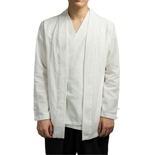 Chemise à deux couches pour homme style chinois avec veste vintage à manches longues