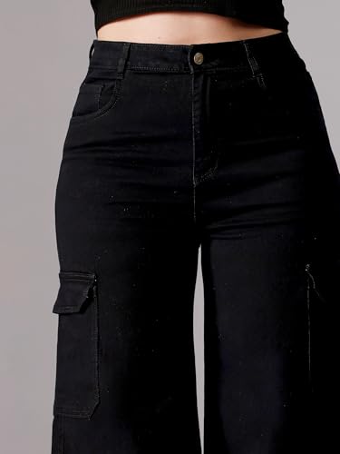 Image of Miss Chase A+ Women's High Rise Regular-Length Stretchable Denim Wide-Leg Shaping Jeans
