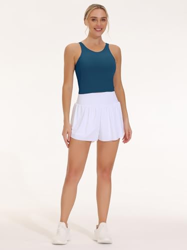 Image of THE GYM PEOPLE Women Sports Bra Sleeveless Padded Running Workout Tank Tops | U-Shaped Beauty Back, High-stretch fabric, Crop design, Sleeveless, Removable pads, Ideal for workout and daily wear