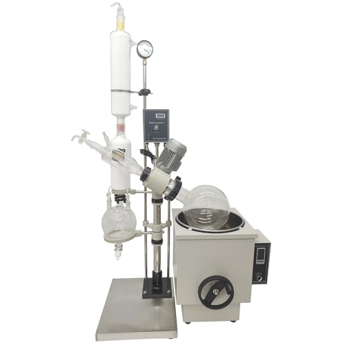 HQHAOTWU Rotary Evaporator 10L Lab Rotary Evaporator Rotavapor Device with Water Bath Digital Control Vacuum Evaporator with Manual Lifting 110V 0-120 R/min Lab Evaporator Rotary Apparatus