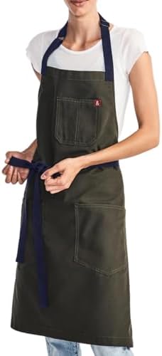 hedley & bennett Essential Apron - Professional Chef Apron with Pockets & Adjustable Bib Strap for Cooking & Grilling
