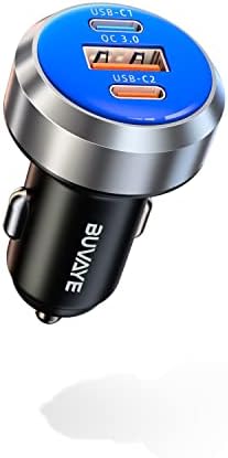 USB C Car Charger, 65W 3-Port Super Fast Car Charger Adapter, PD & QC 3.0 Type C Cigarette Lighter USB Charger, USB C Car Phone Charger Adapter for iPhone 14 Pro Max/13, Samsung Galaxy, Google Pixel