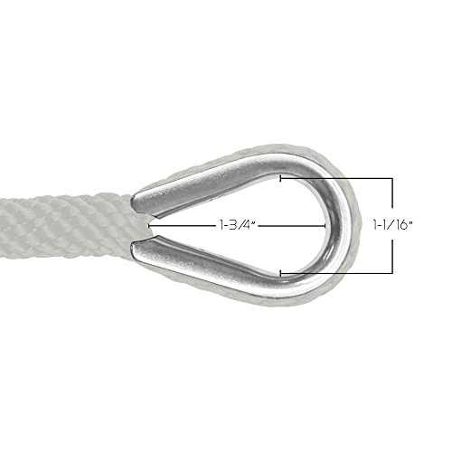 Extreme Max 3006.3458 Boattector Solid Braid Mfp Anchor Line With Thimble - 1/2" X 100', White #TOP1