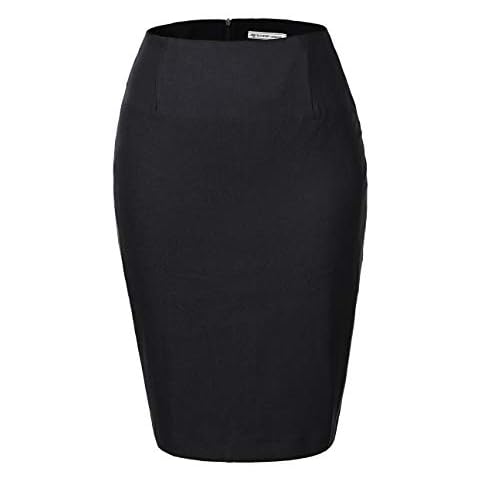 GLOSTORY Women's High Waist Mid Knee Length OL Suit Bussiness Pencil Skirts for Office Work Wear 1811N(S,Black) Cover