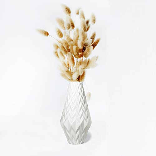 Wifair White Ceramic Vase, Modern Minimalism Decorative Boho Vases For Home ，For Flowers、 Pampas Bouquet、 Living Room、 Mantel、 Table Decoration ，（Rhombus Texture 8.3X4 #TOP28