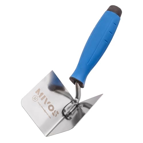 Mivos Truelle d'Angle en Acier Inoxydable 80 x 60 mm - Truelle d'Angle Intérieure - Spatule d'Angle Intérieur avec Poignée Souple - Truelle d'Angle pour...