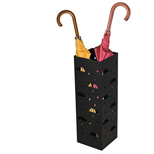 Image of INDIAN DECOR 509712 Umbrella Stand and Rack for Canes, Walking Sticks - Free Standing Indoor Holder for Home, Office - Stylish, 100% Metal, Rustproof, Black