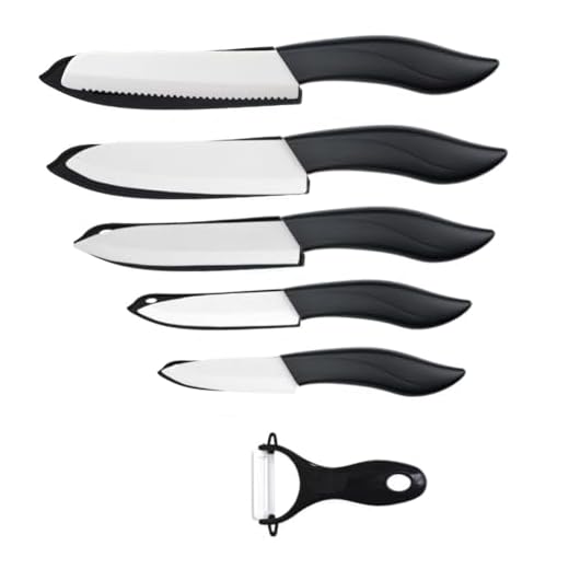 Astylway Set di 6 coltelli in ceramica colorati con coperchio, set di coltelli da cucina include pelapatate da 3 pollici, coltello da pane da 6 pollici