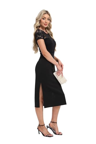 DNFUN Women's Lace Elegant Wedding Cocktail Dress Semi Formal Dinner Party Dresses3