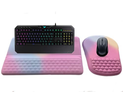 Keyboard Stand With Wrist Rest -Ergonomic Ergonomic Mouse Pad And Keyboard Wrist Rest- With Carpal Tunnel Pain Relief Massage Bumps and Full Memory gel Design - Ideal Frequent Computer (Rainbow color)