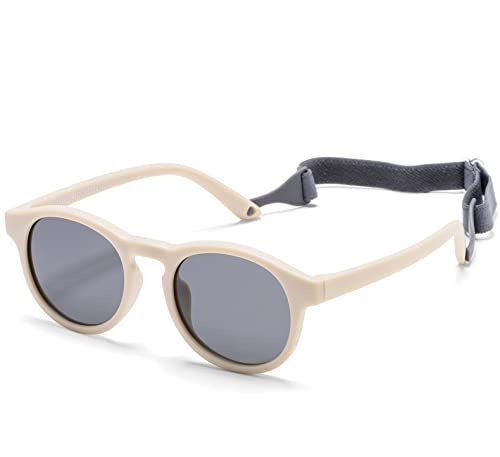 Image of HJSTES Polarized Baby Sunglasses for Toddler Boys Girls, TPEE Flexible Frame with Strap, for Infant Age 0-3