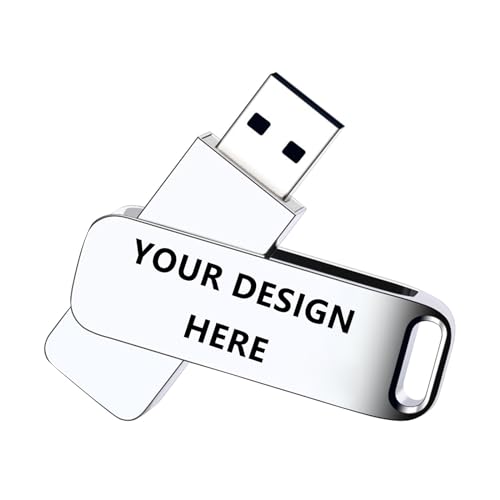 Memoria USB personalizada, unidad flash USB de metal de 1 GB a 128 GB, impresión fotográfica con logotipo de texto personalizado, diseño impermeable giratorio de 360°, regalo premium para él y ella