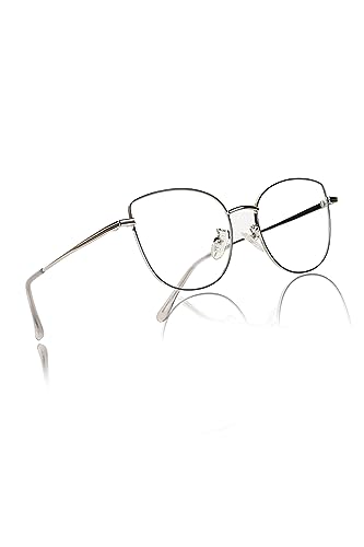 Image of Jodykoes Cat Eye Frames for Women Premium Series Designer Eyeglasses with Blu Cut Anti-Glare Protection | Fashionable Metal Frames | Ideal for Computer and Blue Rays