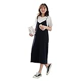 [B-TOPAZ] マタニティ ワンピース 授乳口付き 半袖 綿 授乳服 産前産後 大きいサイズ マキシ丈 ロング 春 夏 秋 (ネイビー)