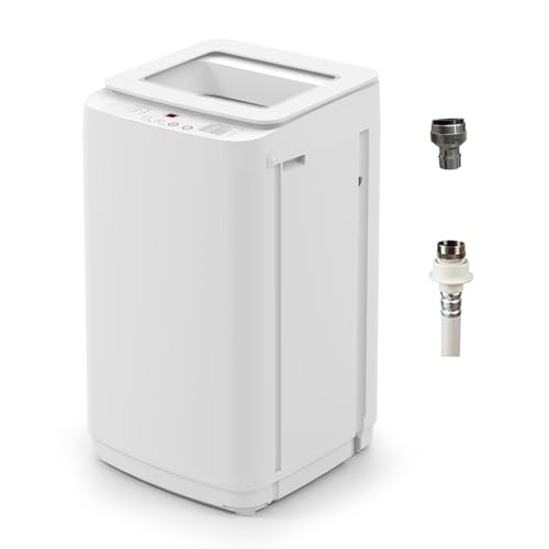 VCJ 17Lbs Portable Washing Machine, Full-Automatic Top Load Washer with 10 Wash Cycles, 3 Water Levels & LED Display, Compact Electric Laundry Washer for Apartment, Dorms, RVs and Camping