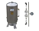 EDELSTAHL Druckkessel 80-600L zur Auswahl inkl. Zubehör Manometer Rohr stehend 6 bar Druckbehälter Hauswasserwerk Druckausgleichsbehälter INOX Wasserdruckbehälter (300 Liter)