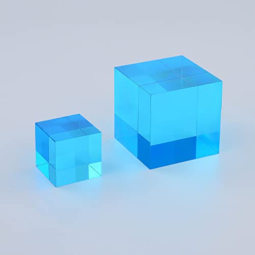 Image of CMY Cubes C Cube (50mm) - Cyan Hue Optical Color Cube - Diamond Polished - Teaches Subtractive Color Mixing - Educational /Scientific /Physics & Kinetic Art Desk Object