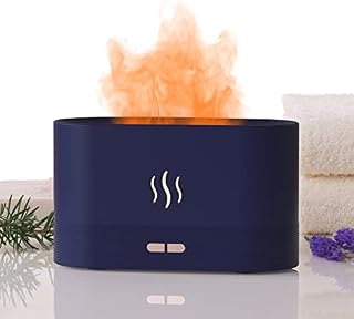 Airmpa Essential Oil Diffuser, Aromatherapy Cool Mist Diffusers With Flame Effect,180ml Aroma Diffuser,Can Add Aroma Essential Oil, for Office, Bedroom, Yoga, Spa (Blue)