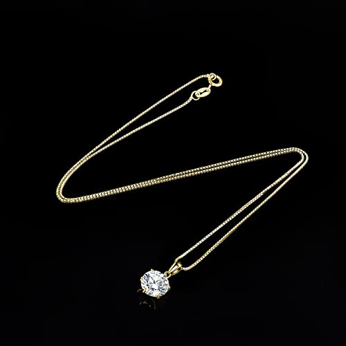 JewelryPalace Round 1ct 2ct 3ct Cubic Zirconia Solitaire Pendant Necklace for Women, 925 Sterling Silver 14k White Gold Plated Necklaces for Her, Classic Simulated Diamond Jewelry Set, 18 Inches chain4
