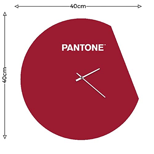 Pantone by Homemania Homemania Moon Clock Round Wall Decoration for Living Room Kitchen Office Bordeaux White Metal 40 x 0.15 x 40 cm - Image 3