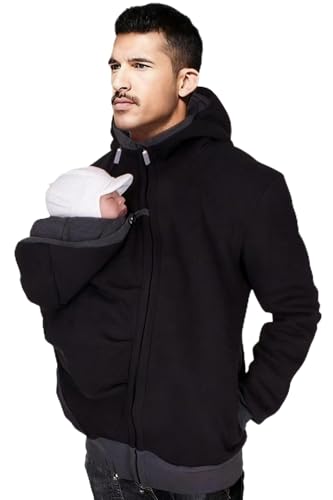 Image of Kangaroo Shirt for Dad and Baby Mens Baby Carrier Shirt Men's Fashion Hoodies & Jacket Zipper Hoodie Fashion Sweatshirt