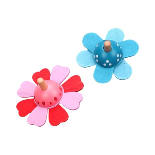 BRIGHTFUFU Educational Boys and Girls Toy Set 2pcs Wooden Rotating Gyro Bright and Fun Cognitive Development Toy