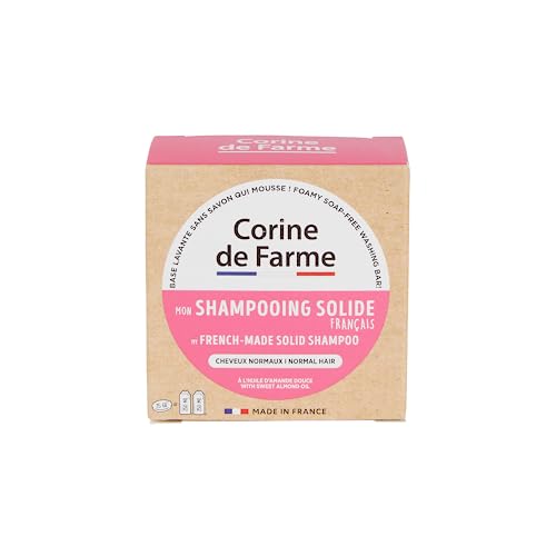 Corine de Farme - Champú Sólido Cabello Normal con Aceite de Almendras Dulces - Fórmula Eco-Diseñada y Vegana - Sin Sulfatos Ni Parabenos - Cosmético Natural - Fabricado en Francia - 75 gr