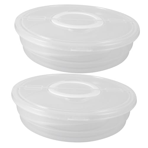 ELAYARD 2pcs Pie Plate Lid and Handle Food Storage Containers for Cake, Pizza, Tortilla, Pastries, Refrigerated Dough Proofing Box for Kitchen and Transport