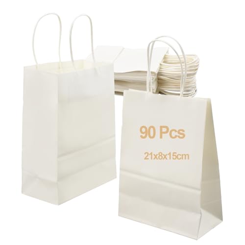 AolKee 90 Sac kraft avec poignée, Anniversaire, mariage, baby shower, Kids & Adults Party (21x8x15cm)
