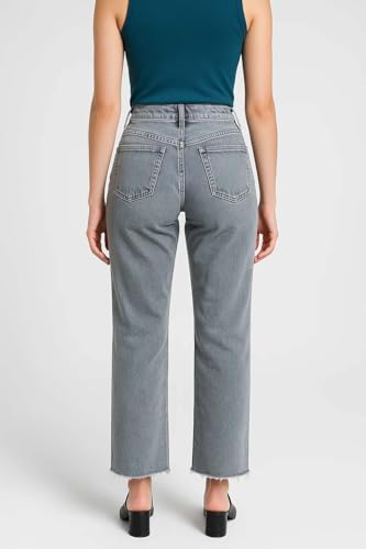 Image of KOTTY Women's Solid|Fit and Flared Fitting|Ankle Leg Style|High Rise|Stechable|Casual Jeans