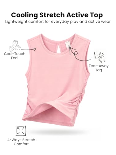 Image of WELAKEN Girls' Athletic Tank Top - Mesh Open Back Sleeveless Sports Shirt for Active Kids
