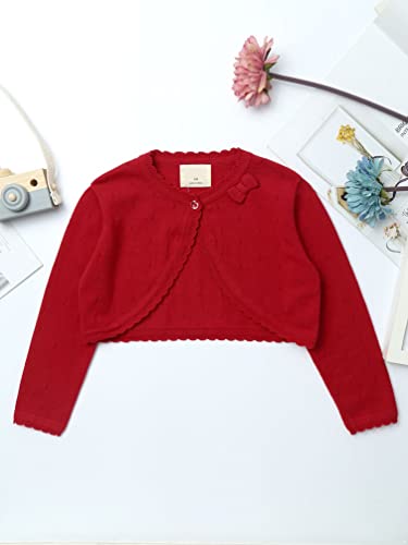 Jhaoyu Kids Girls Knit Long Sleeve One Button Bolero Shrugs Cardigan Sweater Cover-Up for Wedding Party Casual Dress3