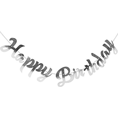 Happy Birthday Banner, Alles Gute zum Geburtstag Banner 5 Meter Glitter/Metallic Happy Birthday Girlande zum Aufhängen für Erwachsene und Kinder Geburtstag Party (Silber) Cover
