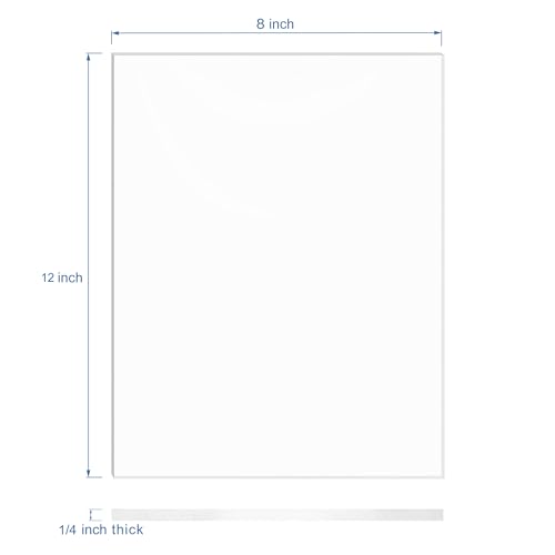 Image of KAITELA Clear Cast Acrylic Sheet 8 inch x 12 inch x 1 /4 inch Thick (6mm), Pack of 2