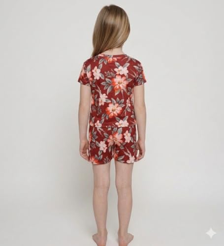 Image of FNOCKS Girls Printed Night Suit, Top & Bottom Set Half Sleeve. Girls Night Wear | Lounge Wear (100% Pure Cotton Hosiery Material)