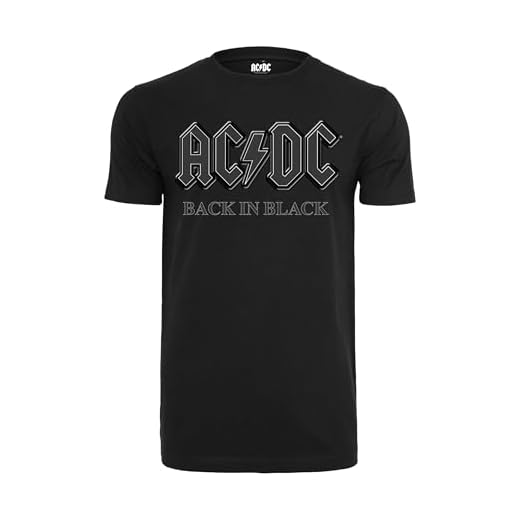 MERCHCODE ACDC Back In tee Camiseta, Negro (Black 00007), Large para Hombre