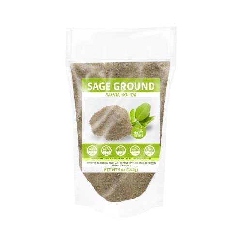 Yerbero - Premium Sage Leaf Ground 5 Oz (142G) | Sage |100% Pure Leaf, No Fillers, No Additives, Non Gmo's, Dried Leaves Powder. Spice/Seasoning/Incense. #TOP1