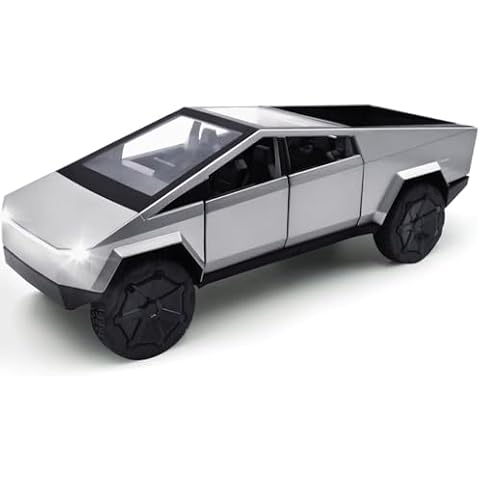 Cybertruck Toy Trucks,1/36 Diecast Metal Pickup Truck Toys with Sound and Light,Car Model for Kids Gift or Vehicles Model Collection Lovers,(Silver) CT3601S Cover