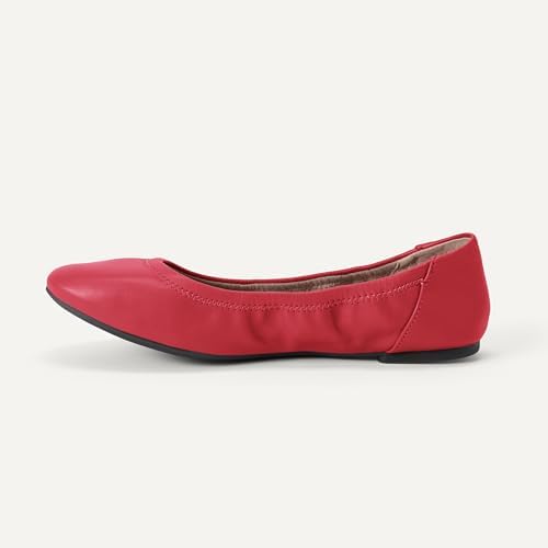 Amazon Essentials Women's Comfortable Round Toe Ballet Flats, Cushioned Memory Foam, Bright Poppy Red, 5 — view 3