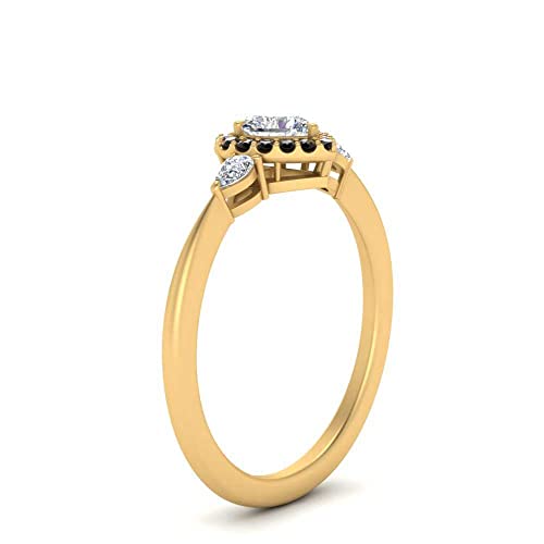 Image of 55Carat Choose Your Gemstone Halo Pear Accent Diamond CZ Ring Yellow Gold Plated Heart Shape Petite Engagement Rings Everyday Jewelry Wedding Jewelry Handmade Gifts for Wife US Size 4 to 12