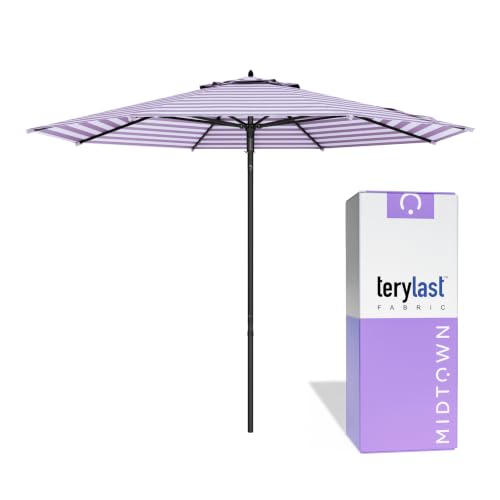 Image of Midtown Umbrellas Push and Pop - 10 Ft Patio Umbrella, Midtown Stripes
