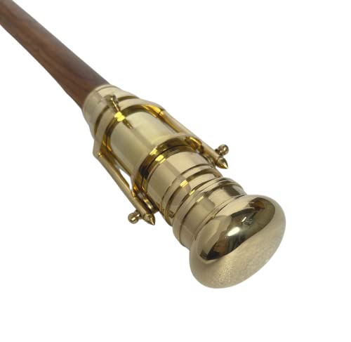 Medieval Replicas Walking Cane With Telescope Brass Handle Foldable Nautical Wooden Walking Stick Ideal Unisex #TOP5