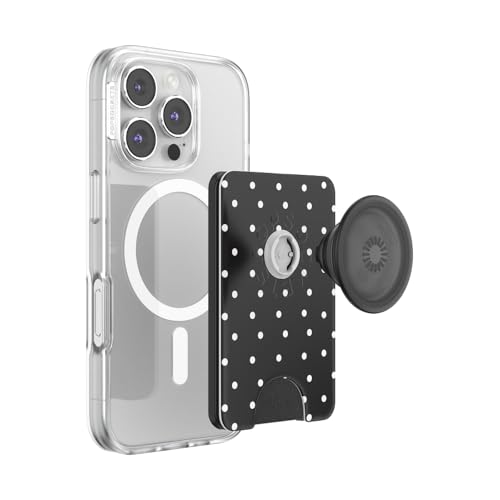 Image of PopSockets Phone Wallet for MagSafe, Phone Card Holder with Grip, Cute - Licorice Dot