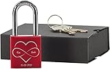 LAUBLUST Liebesschloss mit Gravur und Schlüssel inkl. Geschenkbox - Ewig im Herzen - Personalisiertes Geschenk für Paare