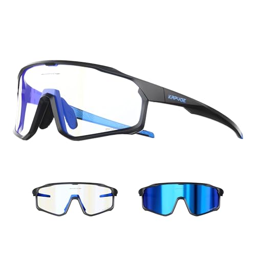 KAPVOE Photochromic Cycling Glasses Men Women Clear Mountain Bike Sunglasses